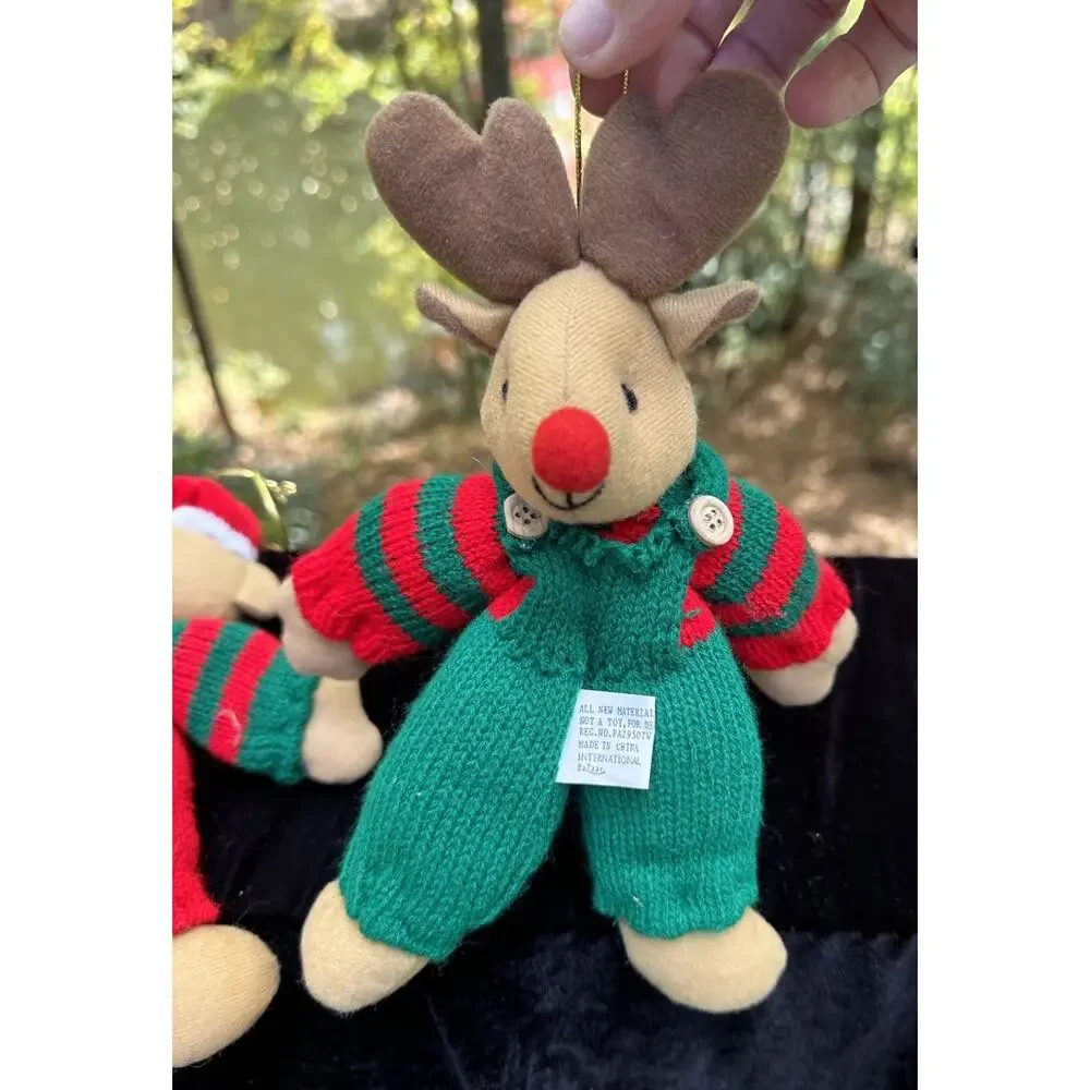 Vintage 1980’s International Bazaar Christmas Bear Deer Ornaments -S64